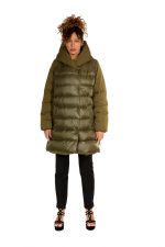 Hooded puffer jacket with feather padding and buttons (reversible) 7600