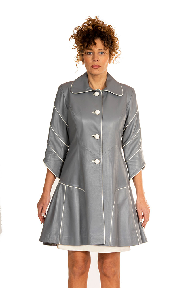 Leather semi-coat with buttons 7730
