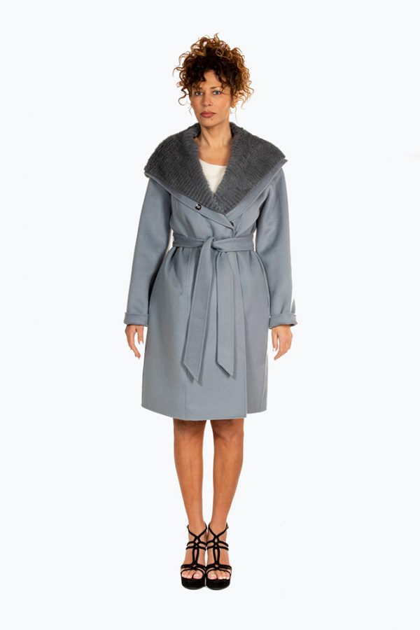 Wool coat with mink fur (detachable) 7760