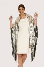 Leather nappa stole with fringes 8062